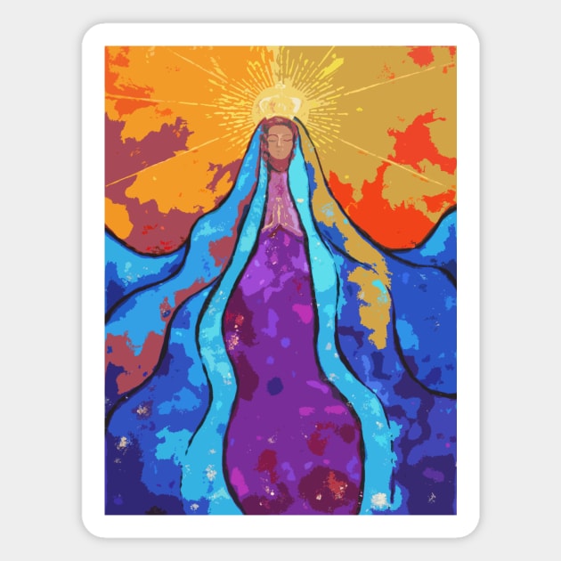 Virgin Mary Stained glass with Digital Effect Magnet by MandalaSoul